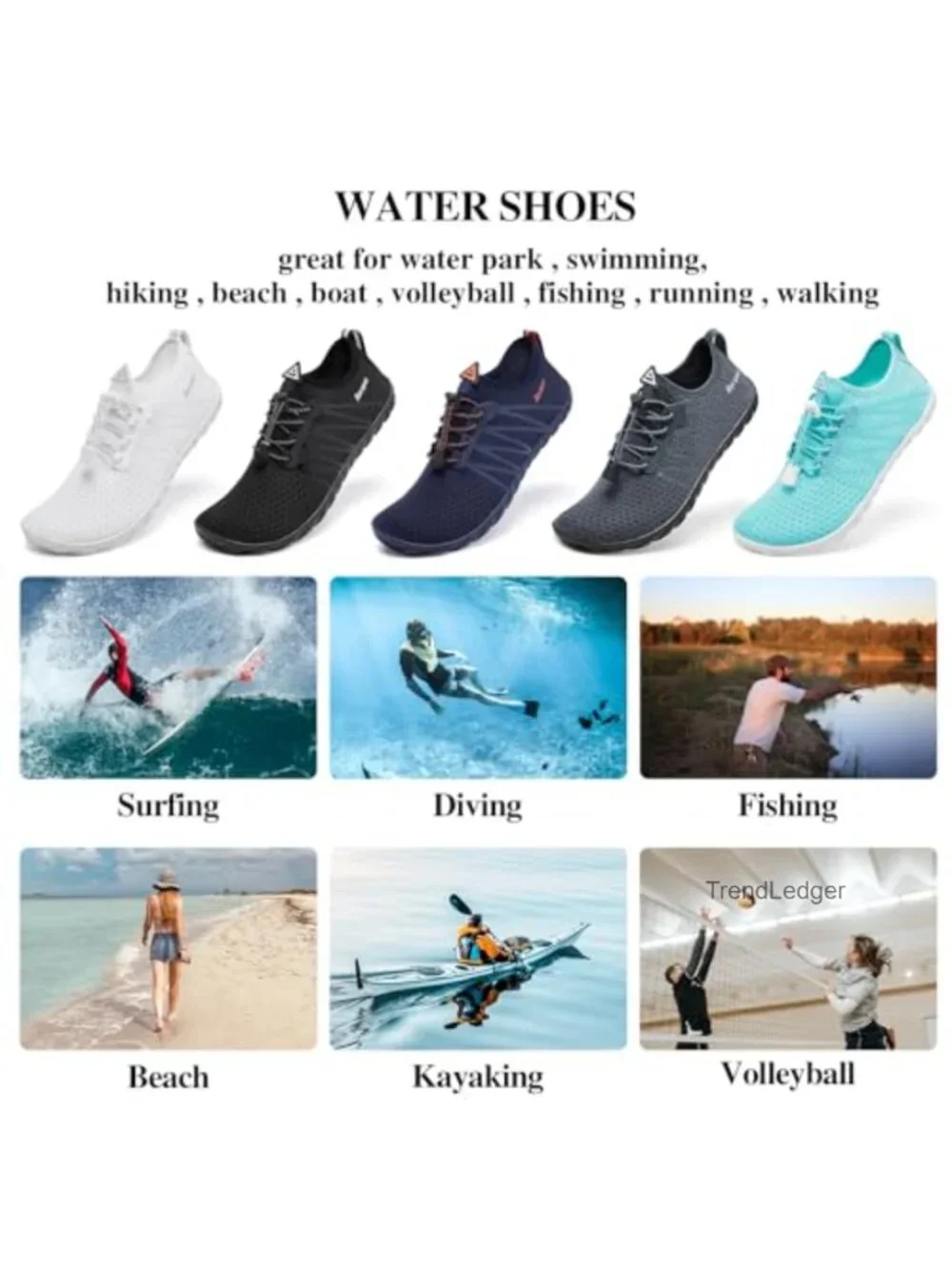 Unisex Water Shoes Barefoot Quick-Dry Athletic Beach Swim Pool Surfing Kayaking